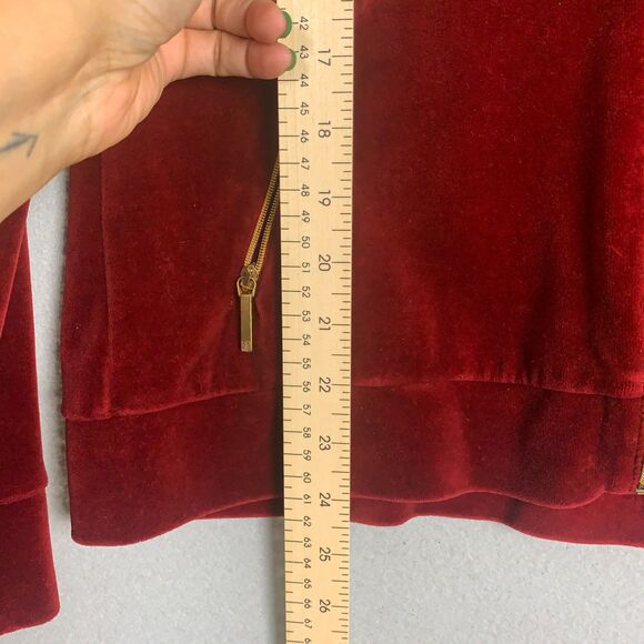 Lauren Ralph Lauren Women’s Medium Velvet Crest Zip Jacket Rich Red Glam Street - Picture 6 of 13